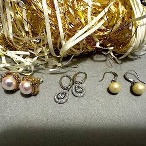 Condition: Excellent Use | 3 Pairs  | Imitation pearls & cubic zirconia